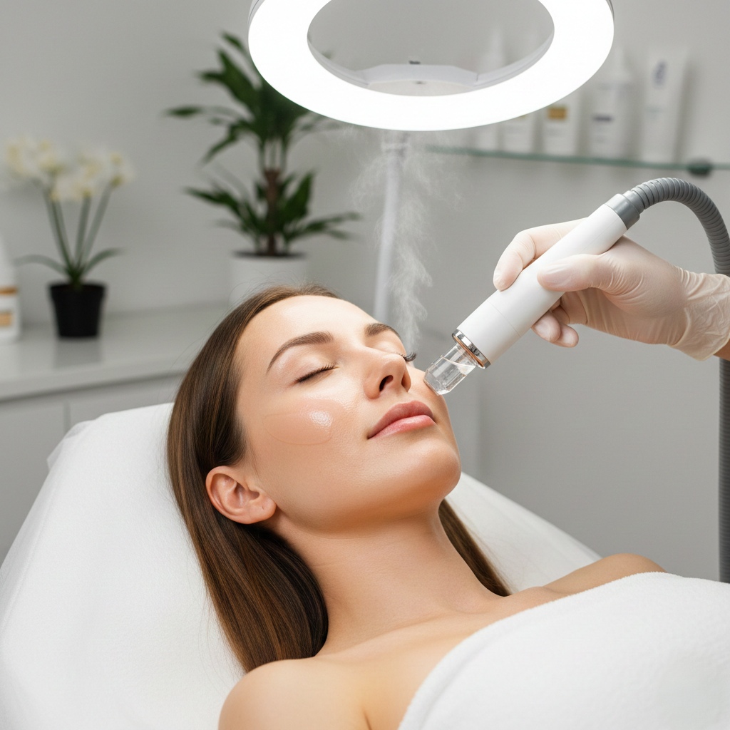 Woman receiving a facial treatment
